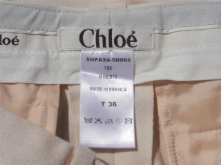 Skinny Fit $825 Chloe Winter White Wool Flat Front Cuffed Pants 36F