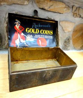  Tin Pirate Chest Rockwood Gold Coins Chocolate Candy Box w PIX
