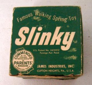 Vintage 1950s SLINKY early GREEN BOX version JAMES INDUSTRIES