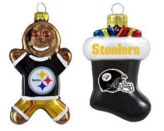 Pittsburgh Steelers Gingerbread Man and Stocking Christmas Ornament