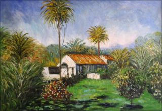 Framed Claude Monet Farm at Bordighera Repro, High Q. Hand Painted Oil