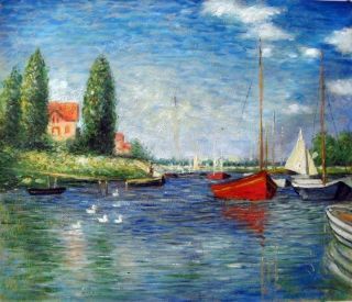 Claude Monet Red Boats at Argenteuil Oil Painting Repro