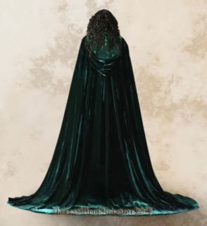Emerald Green Velvet Cloak Renaissance Medieval Wicca Robe LARP Cape