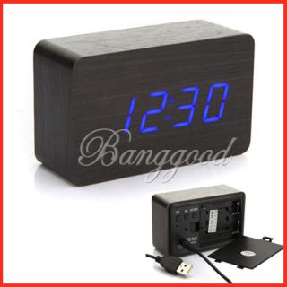  USB AAA Digital Red LED Alarm Clock Calendar Thermometer New