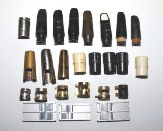 Lot of Sax Clarinet Mouthpieces Ligatures Caps Plugs Reed Holders