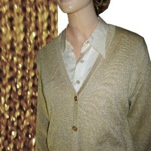 Dazzling MARISA CHRISTINA Gold SPARKLE Cardigan Sweater NWT Great for