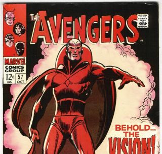 The Avengers 57 with Hawkeye 1st Vision from Oct 1968 in VF Condition