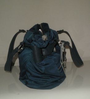 New Christopher Kon Co Lab Handbag Blue Nylon Slouchy Tote Bag Zippers