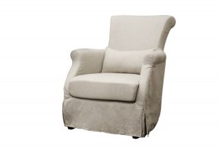 Calista Modern Beige Linen Slipcover Club Chair