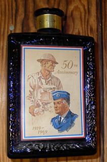 Vintage JW Dant American Legion 50th Anniversary Whisky Bottle