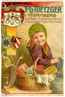 Trade Card German Art Nouveau Chromo Metzger Confection