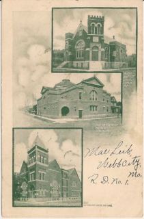  Churches of Joplin MO Postcard 1906