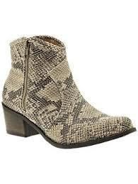 Womens Coconuts Cannon Black and White Snake Print Western Bootie
