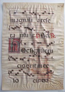  Anitphonal Manuscript Vellum Large LATIN SHEET MUSIC Church RAYLC