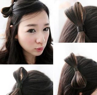 LIGHT COFFEE Korean Women Bowknot Hair Comb Synthetic Bow Hair Clip