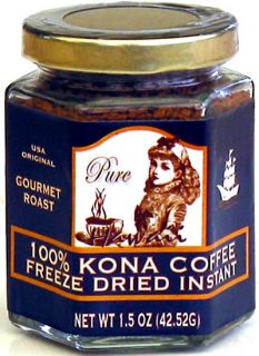 100% Kona Coffee Freeze Dried Instant ~ 12 / 1.5 oz. Jars