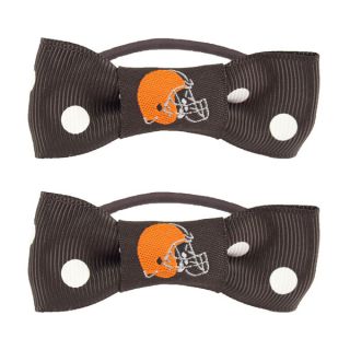 cleveland browns bow pigtail holder set of 2