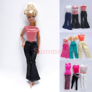 20 Items 5 Clothes 5 Trousers 10 Shoes Outfits Sets for Barbie Doll