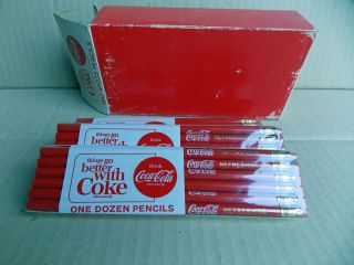 Vintage Coca Cola 12 Pack Pencils Plus Empty Half Gross Box