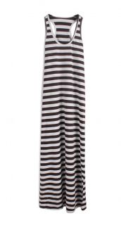 Stripe Sleeveless Full Length Long Maxi Tank Sun Dress Racerback
