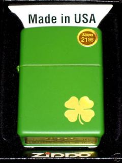 Green Zippo Lighter Irish Four Leaf Clover Shamrock