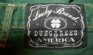 Lucky Brand Mens Green Jeans. Made in the USA. minor cuff wear. small