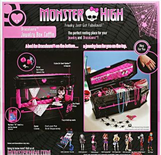 Monster High Dead Tired Draculaura Coffin Jewelry Box Doll Bed Ships