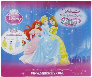  Squinkies Celebration Princess Coach Dispenser Ariel Cinderella Belle