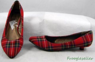 Coconuts by Matisse Womens Mila Kitten Heels Shoes 8 M Red Plaid