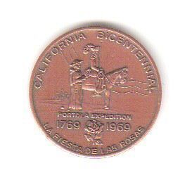 California Bicentennial Commemorative Coin 1769 1969