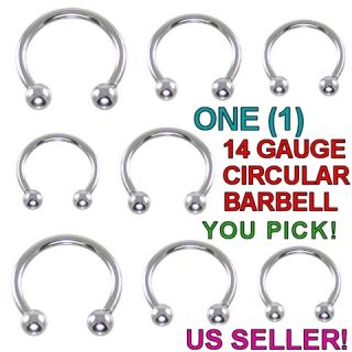 14 Gauge Steel Circular Barbell Horseshoe Lip Ring