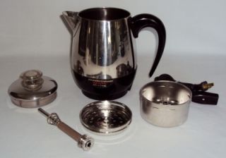 Farberware 4 Cup Percolator Coffee Maker Pot M 134 Vtg Ceramic Stem