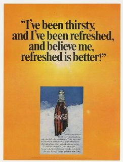 1969 Coke Coca Cola Thirsty Refreshed Better Bottle Ad