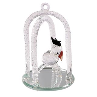  Cockatoo Parrot Bird in Cage Collectible Figurine Paperweight