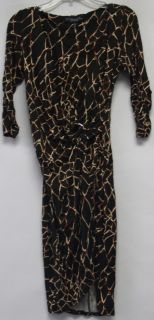 Colleen Lopez Giraffe Print Wrap Dress Black Sz XS New