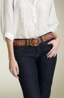 Lucky Brand Floral Embroidered Leather Belt