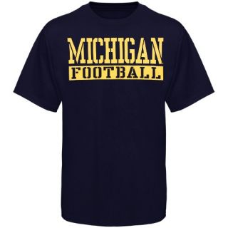 Michigan Wolverines Navy Blue Stencil Football T Shirt