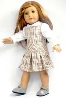 2pcs Doll Clothes Outfit Plaid Skirt 18 american girl new PS02