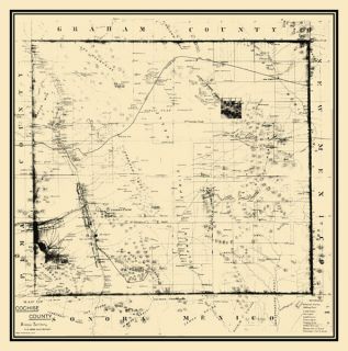COCHISE COUNTY ARIZONA AZ TOMBSTONE MAP 1890 MOTP