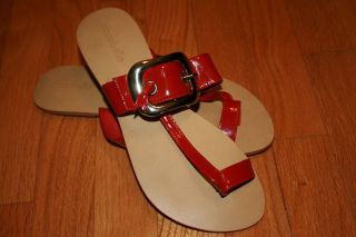 Cocobelle Red Patent Leather Thong Sandals Sz 40