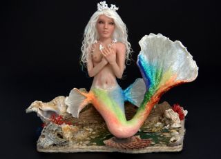Rainbow Mermaid Fairy OOAK Doll Sculpture DMA Iadr APS Adsg OAD Prfag