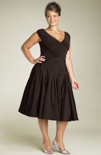 Adrianna Papell Pleated Jersey & Taffeta Dress (Plus)