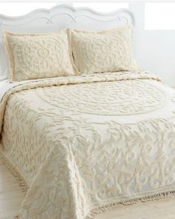 cody direct laura chenille full bedspread ivory new