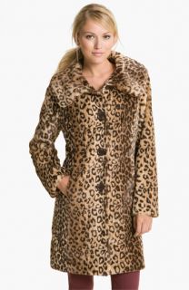 Weatherproof® Faux Leopard Fur Walking Coat (Online Exclusive)