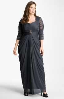 Adrianna Papell Gathered Tulle Gown (Plus)