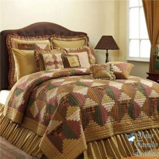  Cal King Primitive Log Cabin Quilt Collection Bed Bedding Set