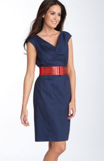 Adrianna Papell Belted Chambray Sheath Dress
