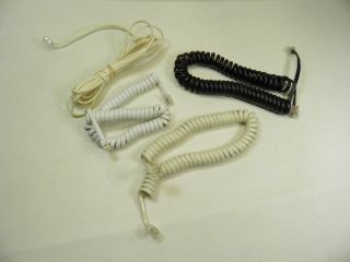 Lot 3 Coiled Cords for Telephones Black White Modern Jack Phone Coil