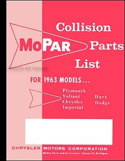  parts book 63 dart 330 440 880 polara mopar collision parts list for