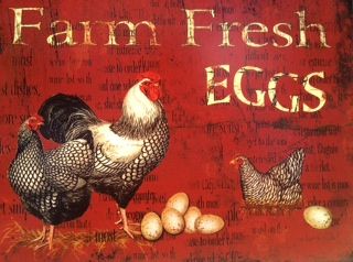 Red Farm Fresh Egg Metal Sign Country Primitive Farm Barn Kitchen Home